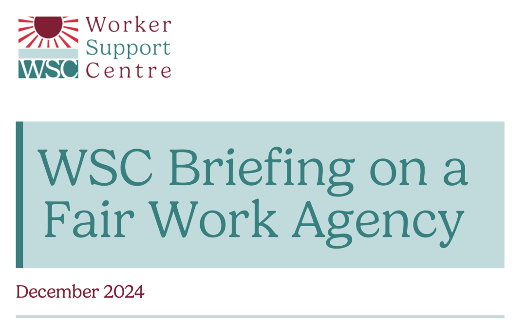 WSC launches new briefing on a Fair Work Agency